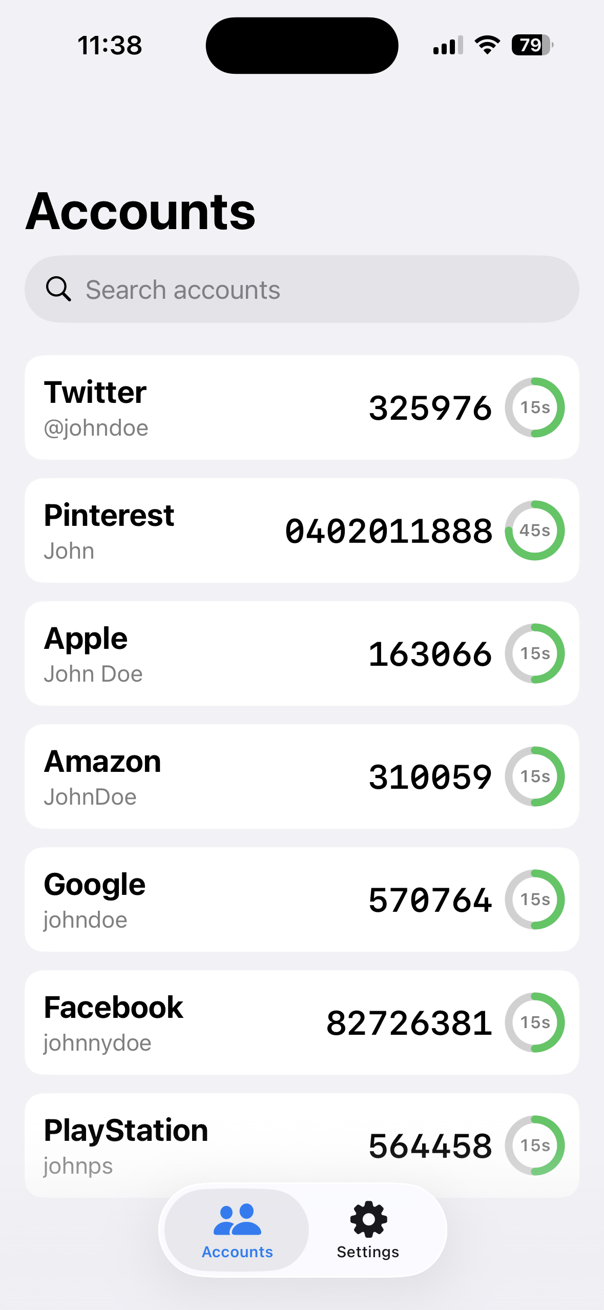 2FAuth Companion app screenshot